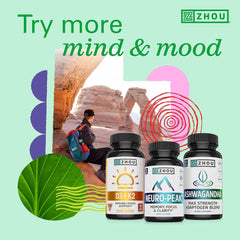 ZHOU label highlights 2:1 L-Theanine to caffeine for smooth energy.