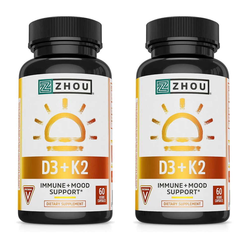 Zhou D3+K2 bottle front label showing 5000 IU D3 and MK-7