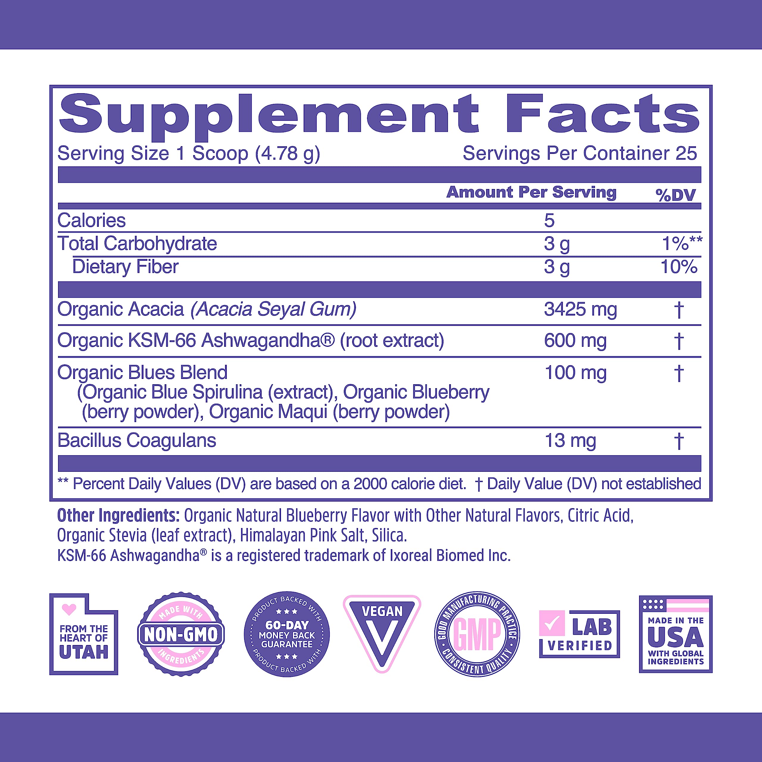 Label of Zhou Daily Blues blue spirulina powder