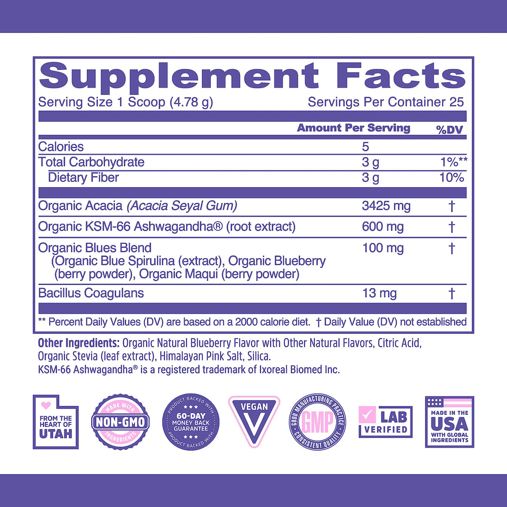 Label of Zhou Daily Blues blue spirulina powder