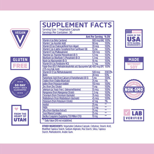 Close-up of Daily Boost label highlighting ingredients