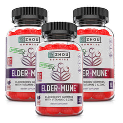 ZHOU Elder-Mune gummies bottle front, convenient immune support snack