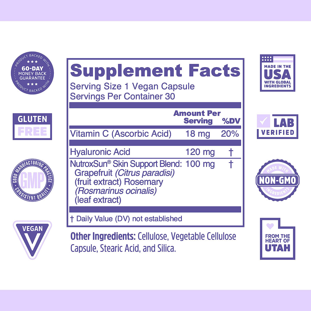 Close-up of Zhou Glowfluence bottle showing label details