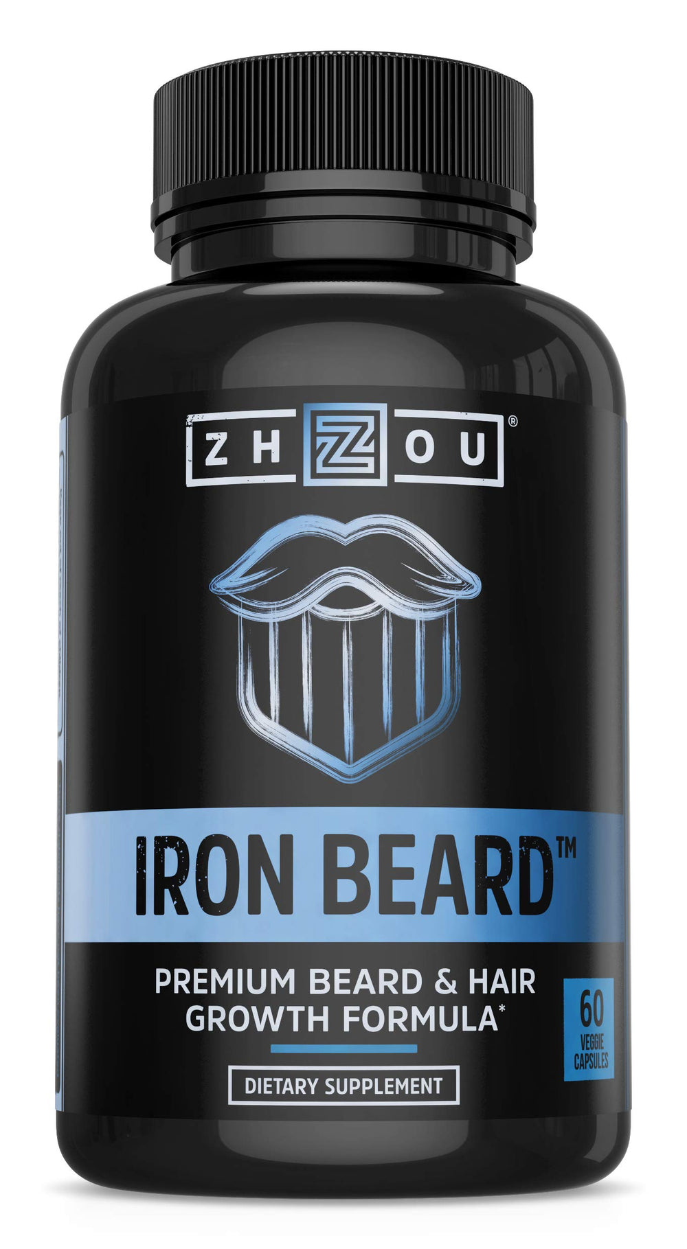 Zhou Iron Beard bottle and 60 veggie capsules for beard growth