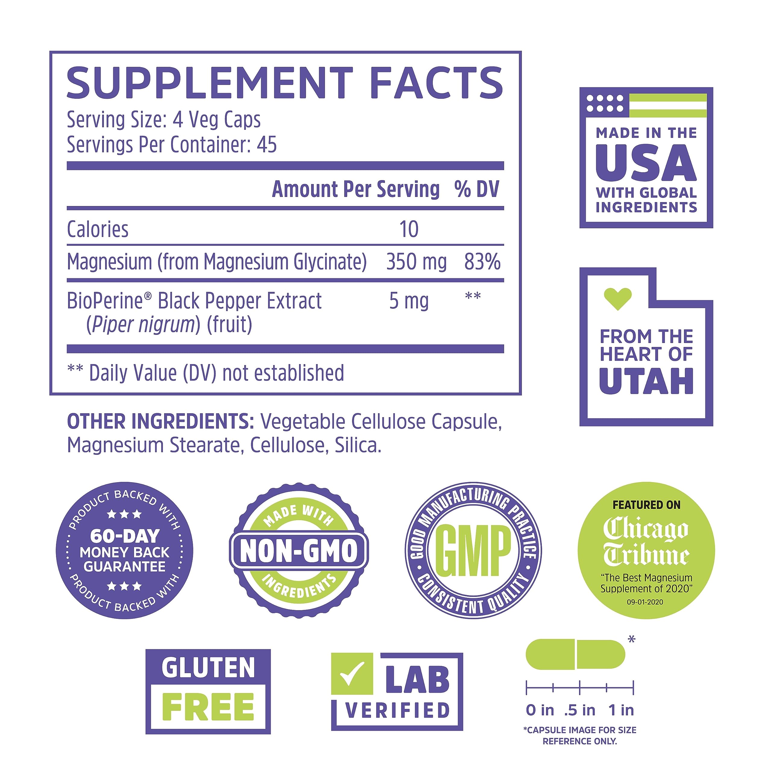 180-count bottle of Zhou Magnesium Glycinate capsules