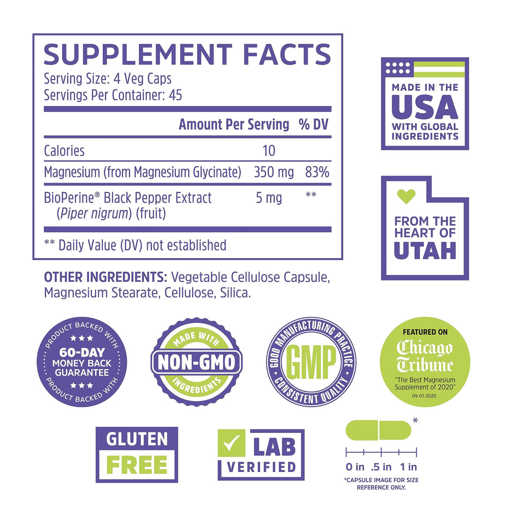 180-count bottle of Zhou Magnesium Glycinate capsules