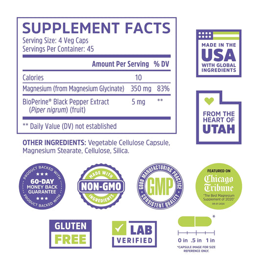 180-count bottle of Zhou Magnesium Glycinate capsules