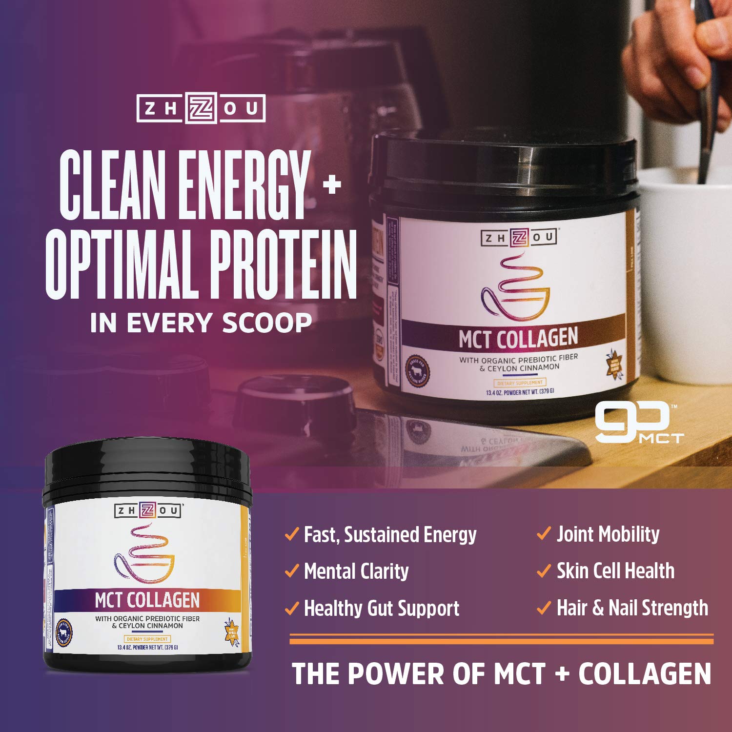 Joint health and mobility benefits of Zhou MCT Collagen Vanilla