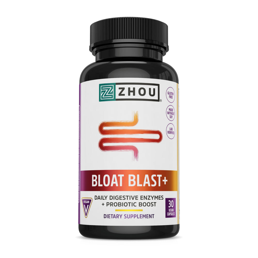 Zhou Nutrition Bloat Blast+ bottle and label