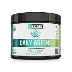 ZHOU Nutrition Supergreens powder container with label