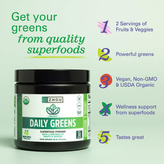 Close-up of spirulina, chlorella, kale and wheatgrass ingredients