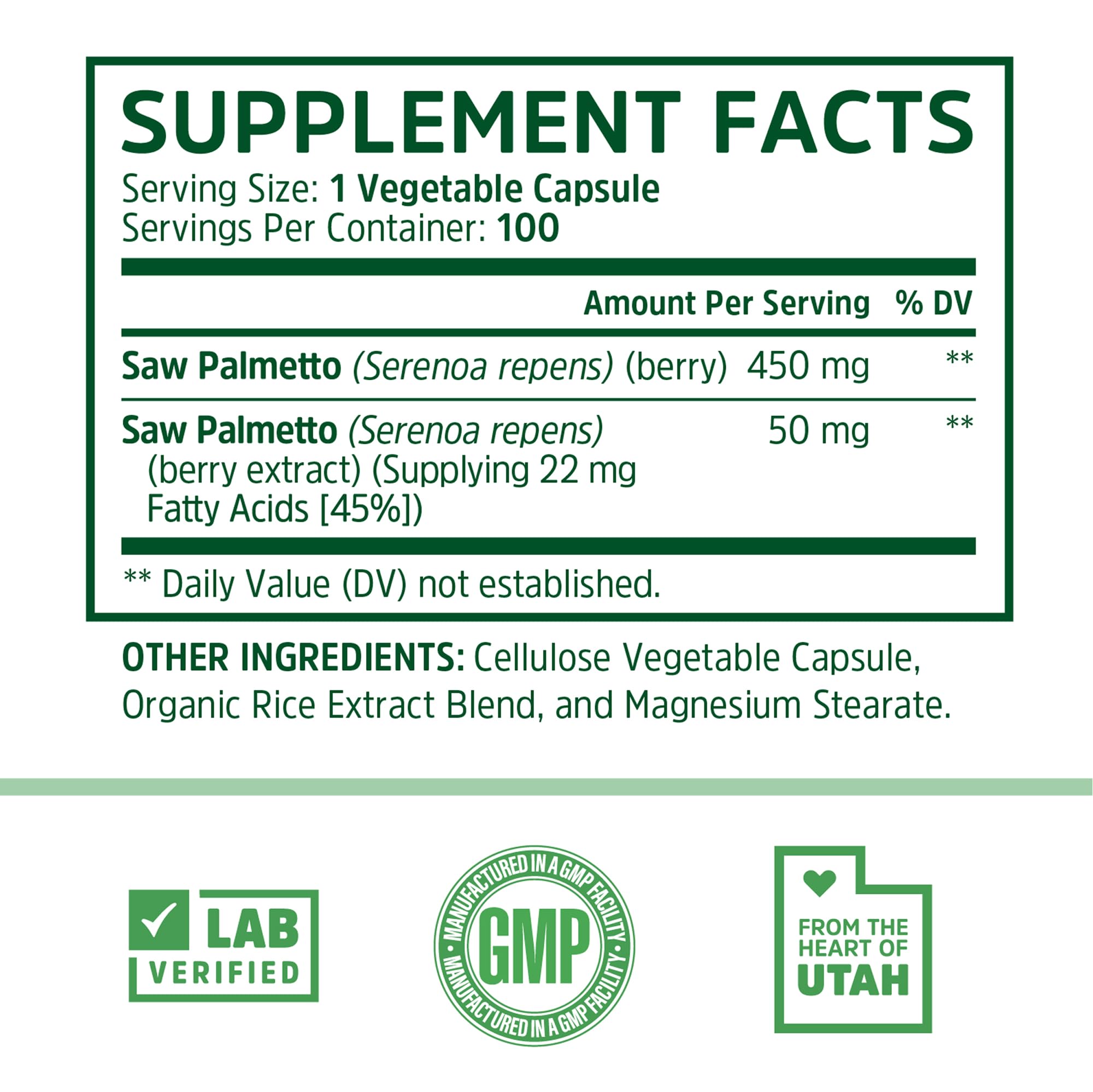 Saw palmetto extract 50mg component
