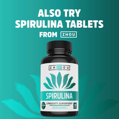 Zhou Spirulina Powder being added to smoothies or juices