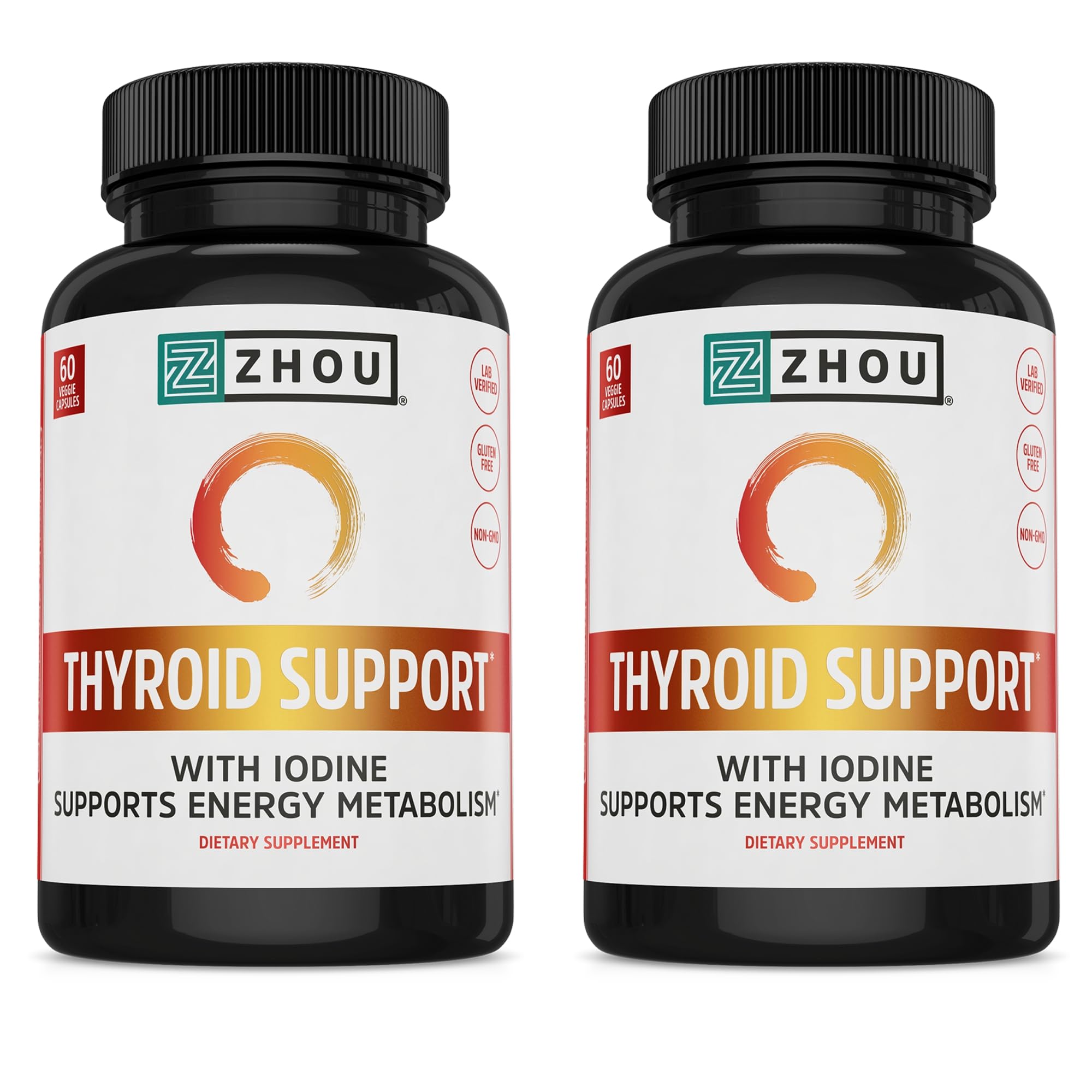 ZHOU Thyroid Support bottle front promotes daily thyroid wellness