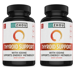ZHOU Thyroid Support bottle front promotes daily thyroid wellness