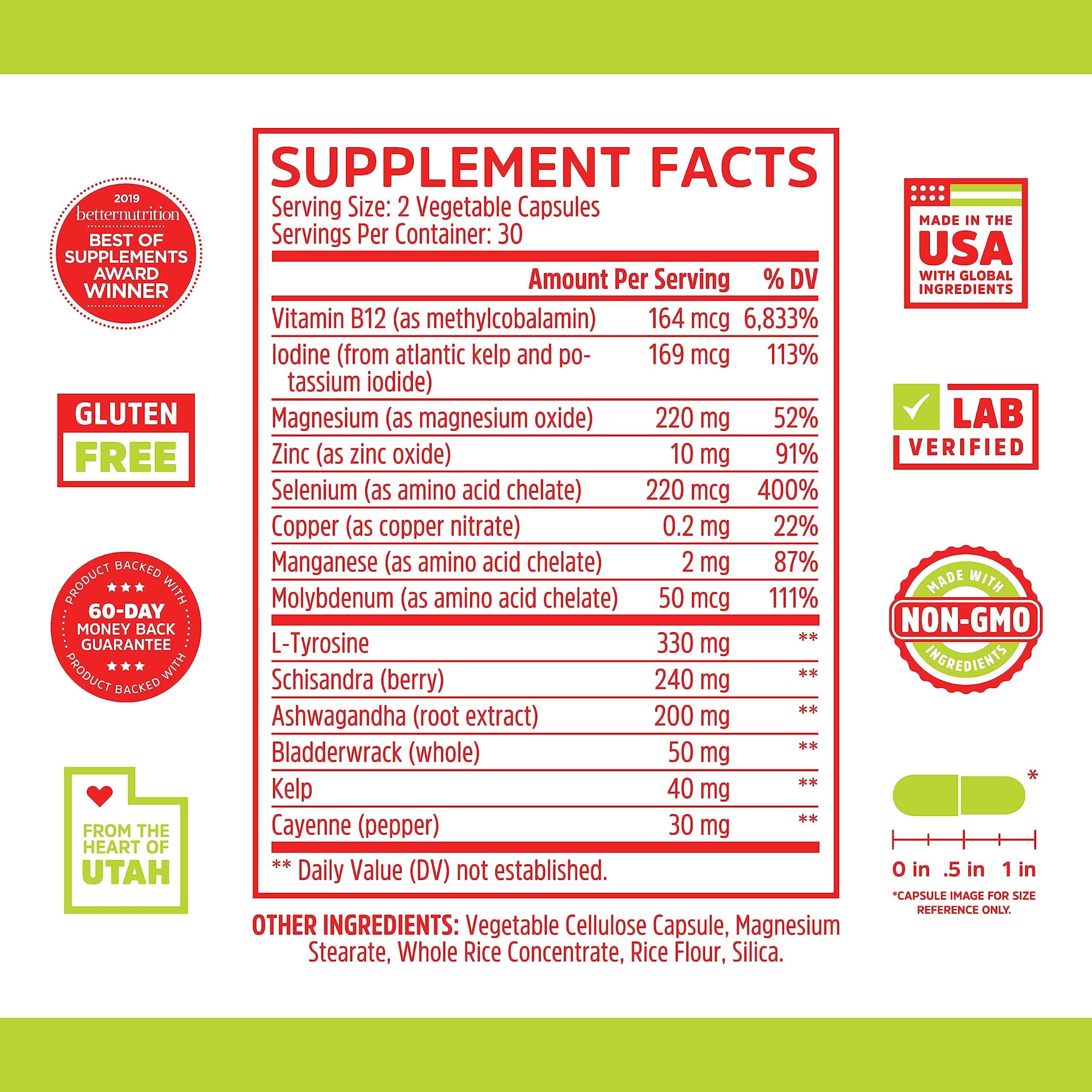 Ingredients list for Zhou Thyroid Support