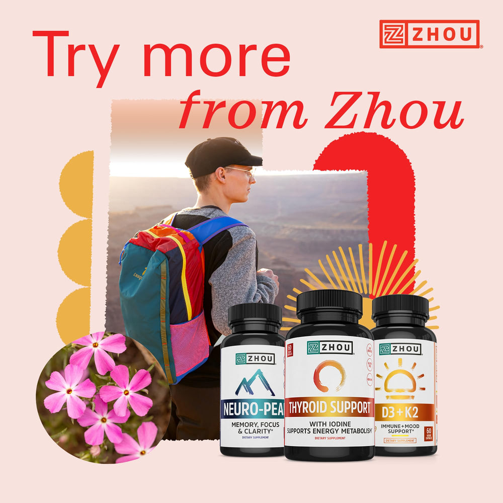 ZHOU Thyroid Support two-bottle pack provides an extended supply for daily use