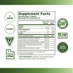 Close-up of Zhou Total Greens tablets