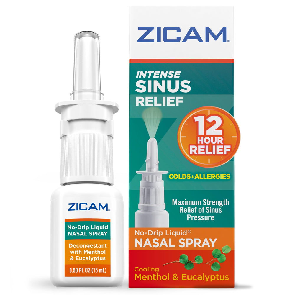 Zicam Intense Sinus Relief bottle for compact on-the-go congestion relief.
