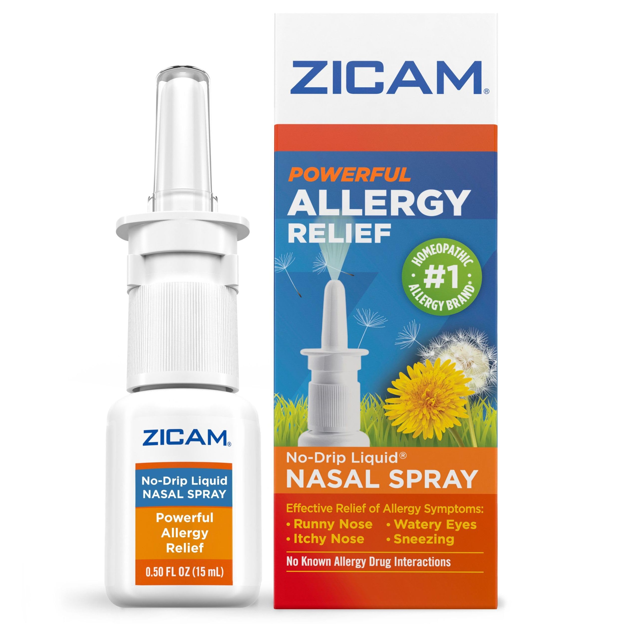 Zicam No Drip nasal spray bottle offers convenient allergy relief without dripping.