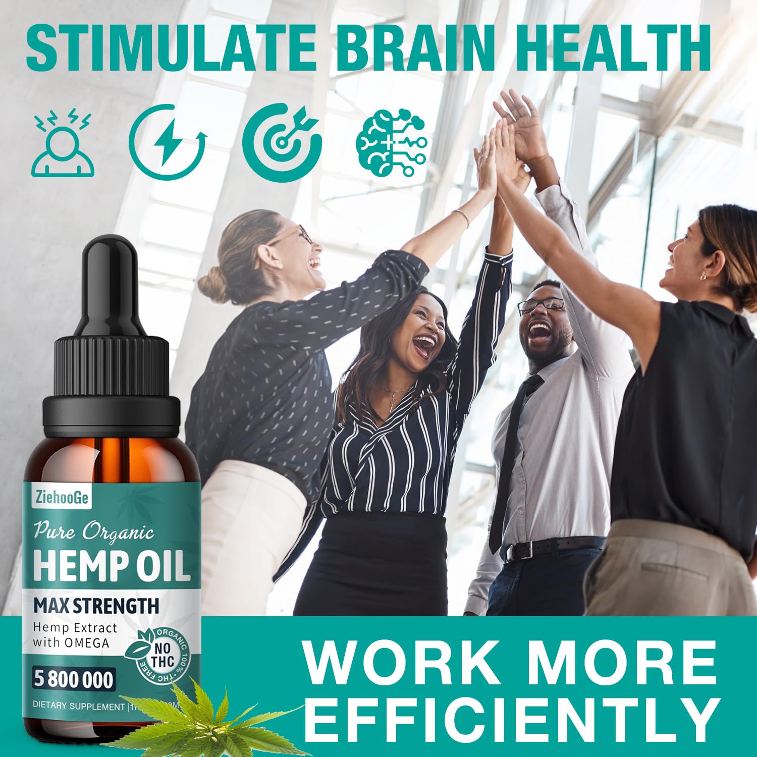 Non-GMO and filler-free ingredients label for ZiehooGe Hemp Oil