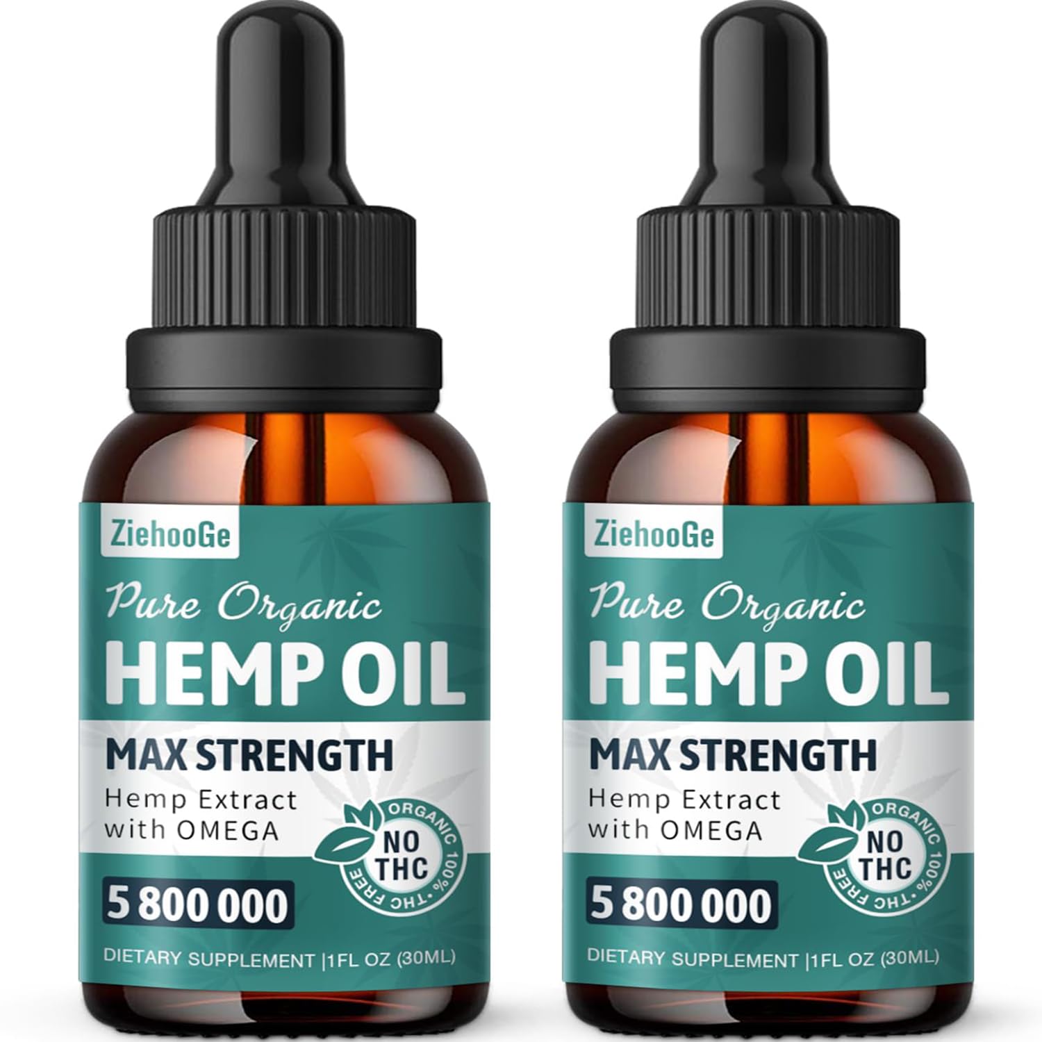 ZiehooGe Hemp Oil Organic Extract 2-Pack cover with packaging