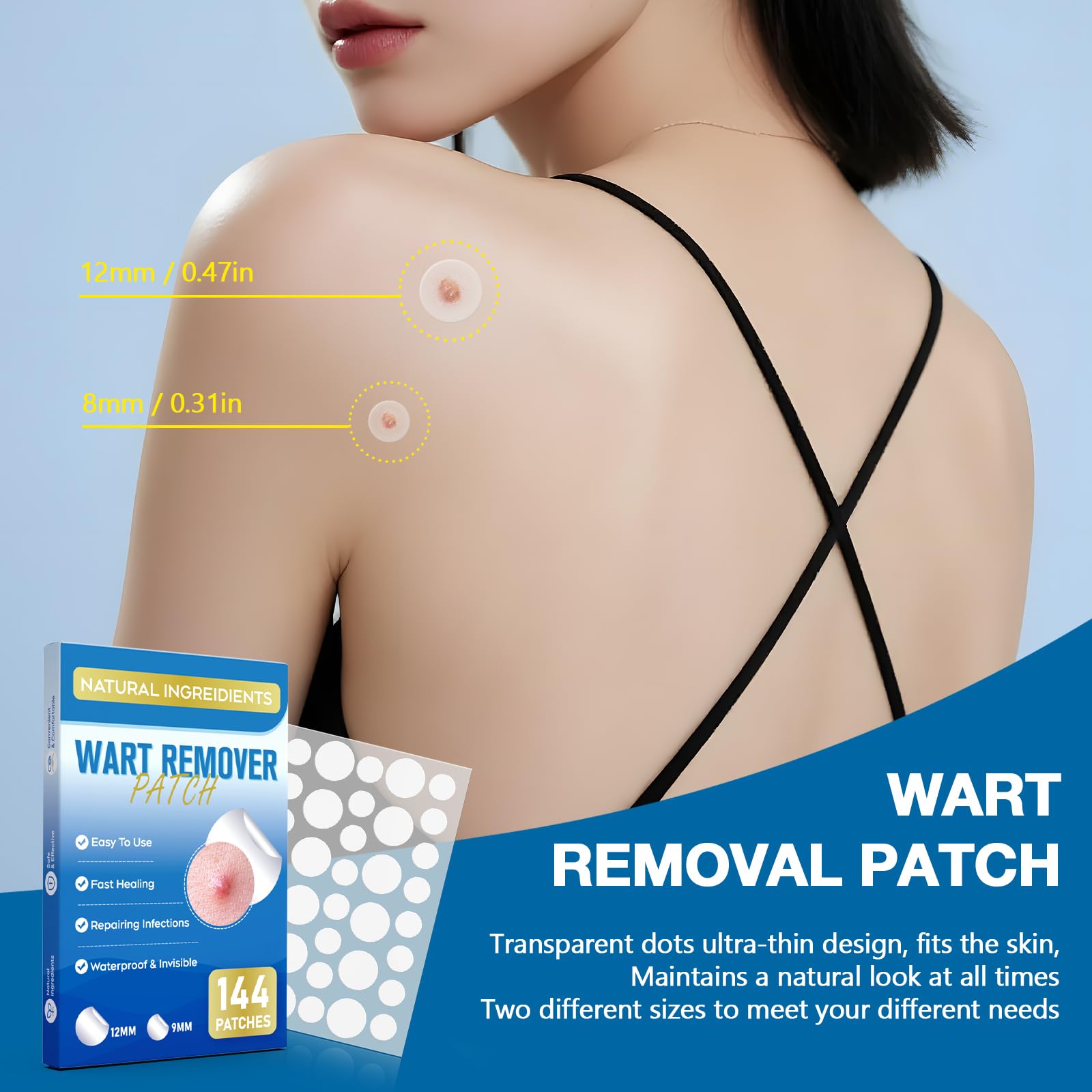 ZIHYO Wart Remover Patch blends with skin for discreet wear.