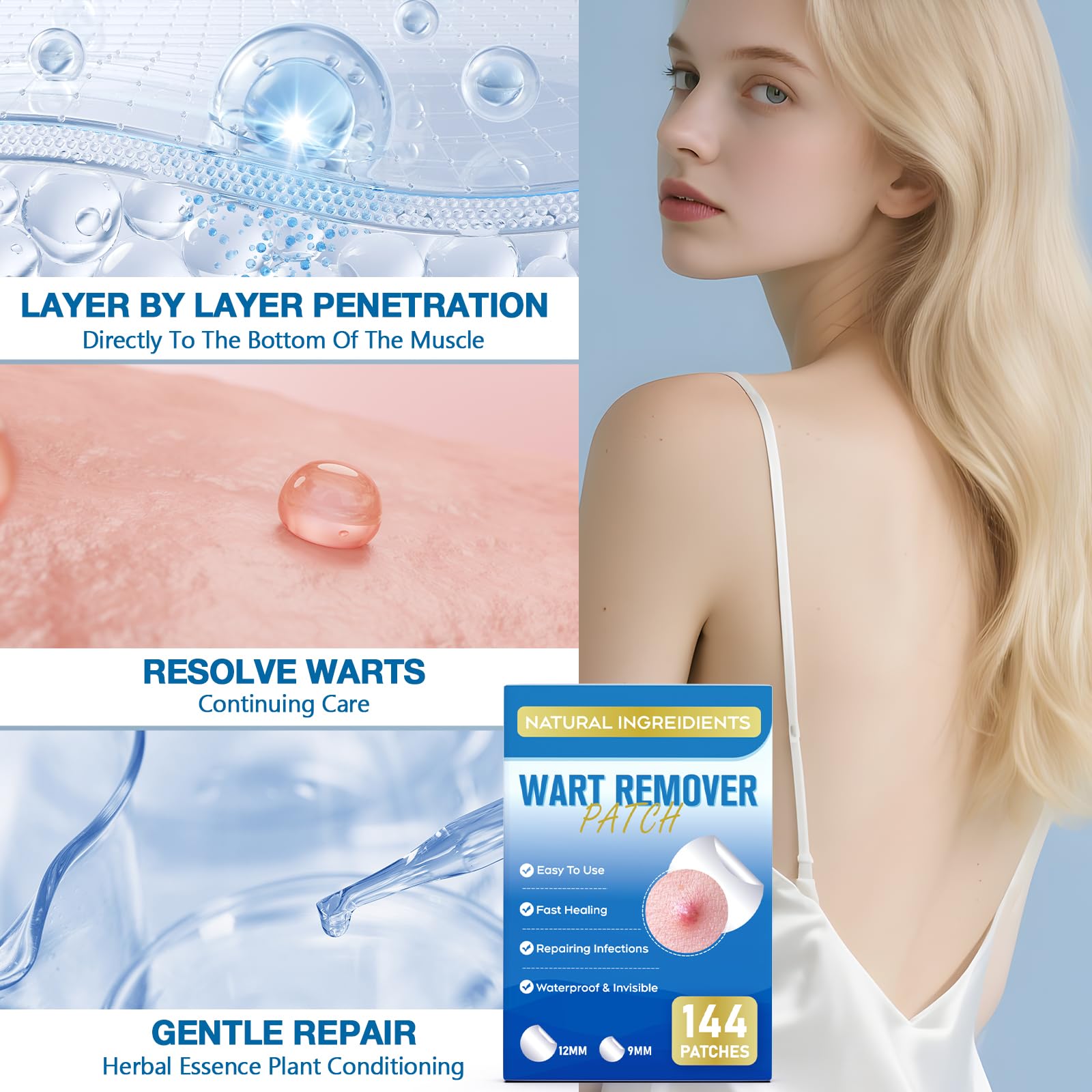 ZIHYO Wart Remover Patch features waterproof adhesive that lasts through showers.