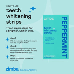 14-day treatment guide for Zimba peppermint whitening strips