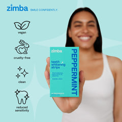 Close-up of peppermint flavored whitening strips