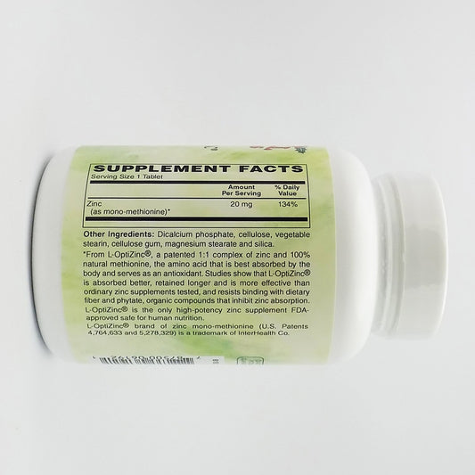 Front view of Holly Hill Health Foods Zinc 20 mg bottle