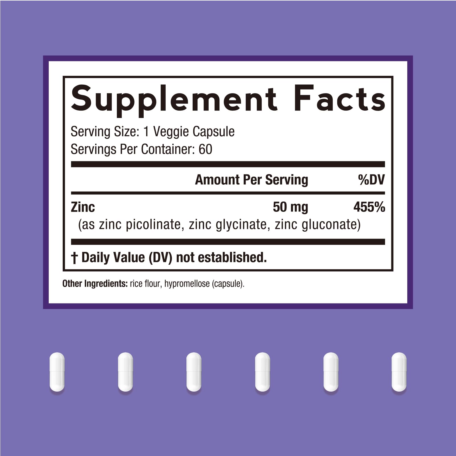 Close-up of a 50 mg zinc capsule