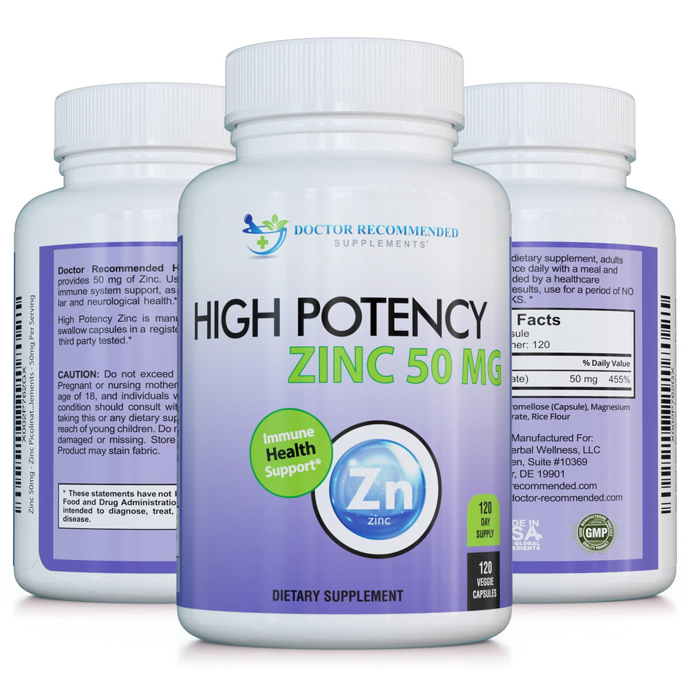Bottle of Zinc 50mg Picolinate with 120 vegan capsules