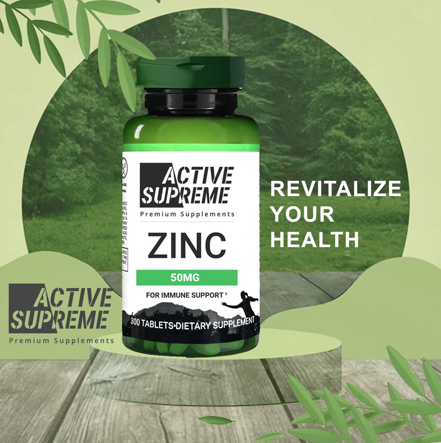Close-up of Active Supreme Zinc Citrate 50 mg bottle label