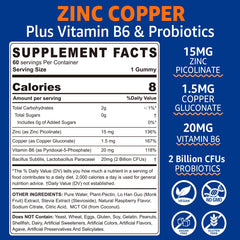 Front label of Zinc-Copper balance gummies