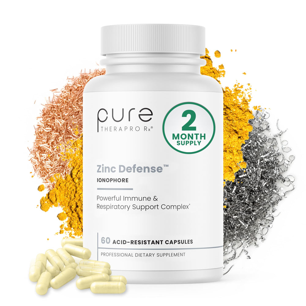 Zinc Defense bottle label featuring Zinc, Copper, and Quercetin