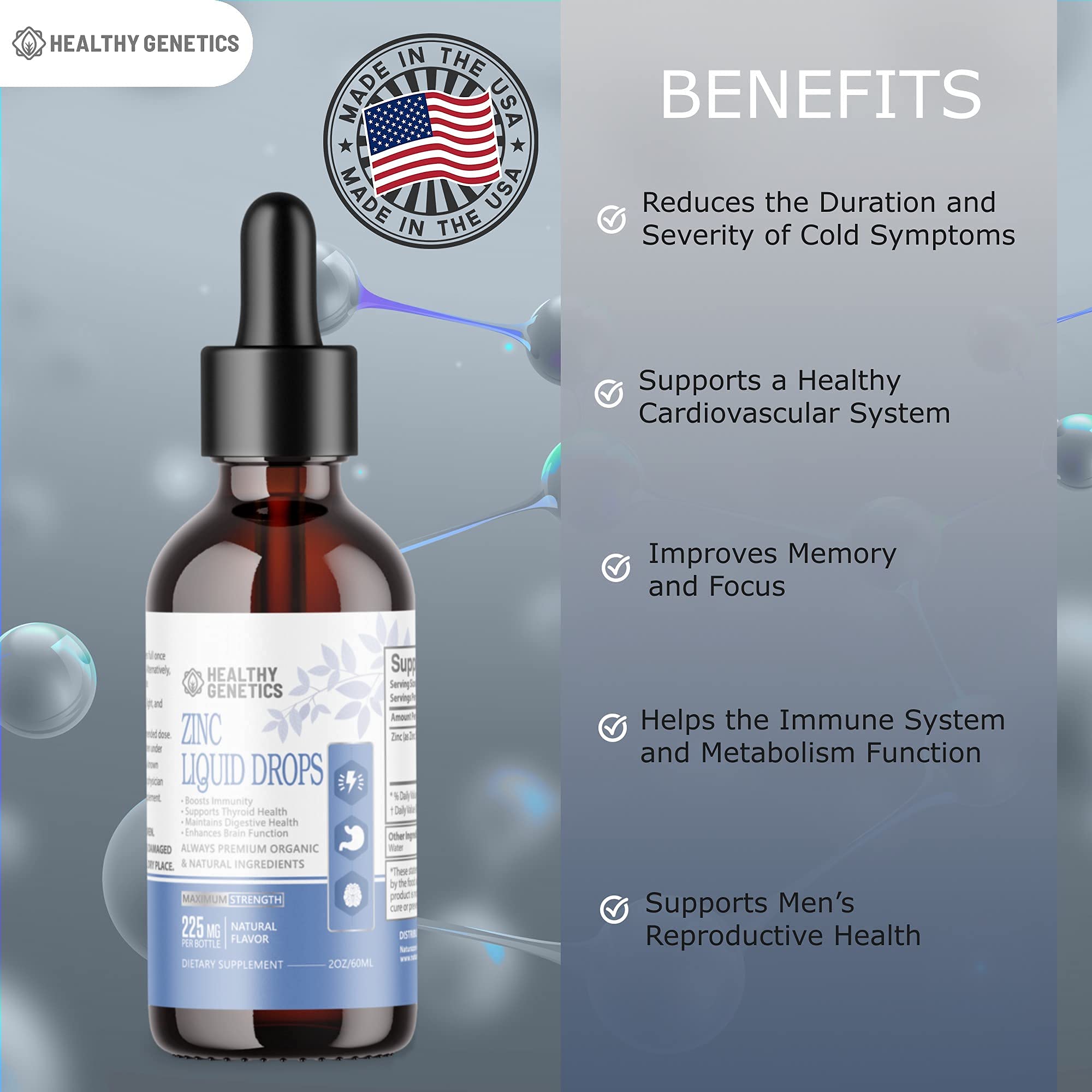 Family-friendly zinc drops taste great with water or juice