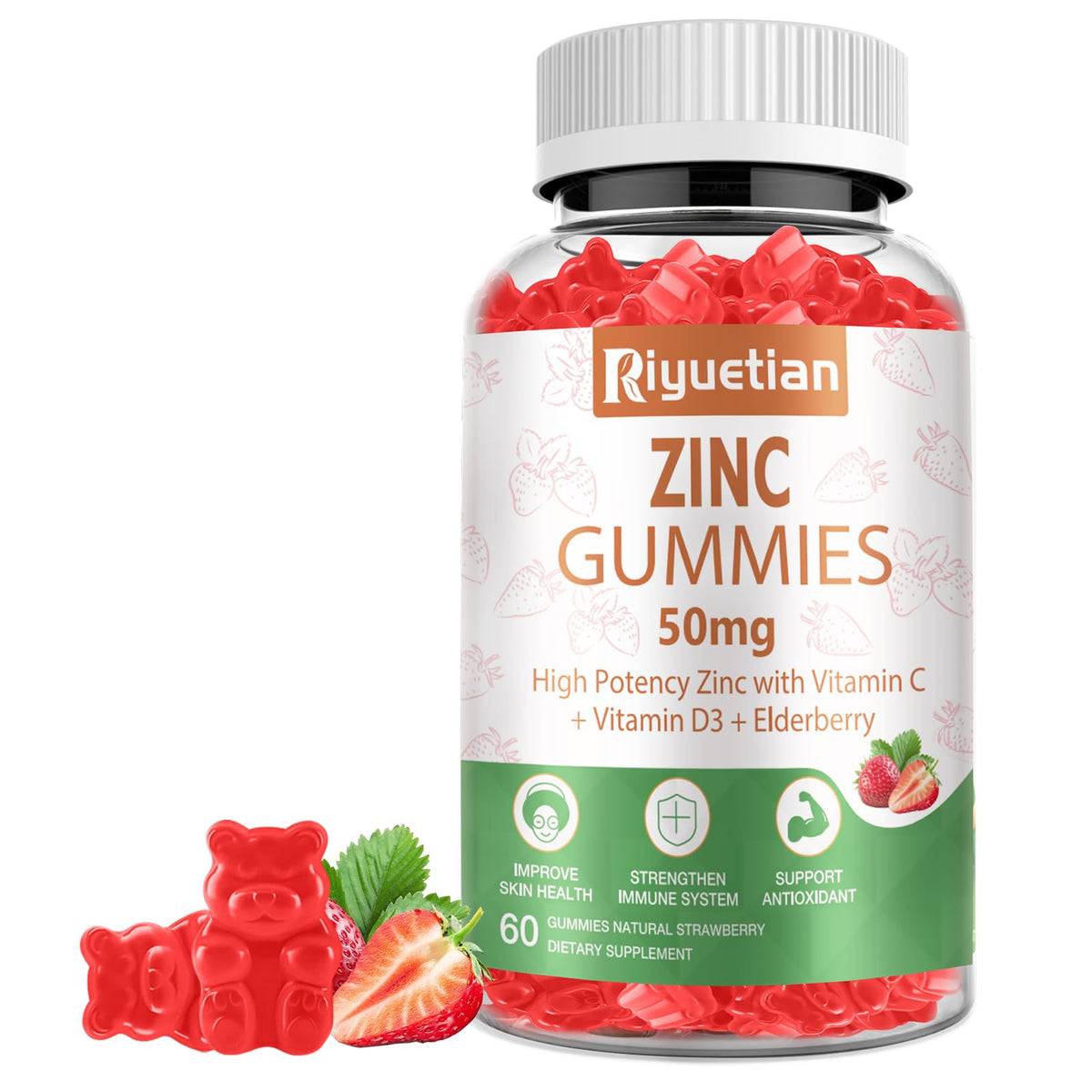 Hero image of Zinc Gummies 50mg immune support with vitamin C, D3 and elderberry