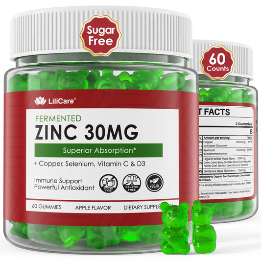 Zinc gummies with copper, selenium, vitamins C & D3 with elderberry – front view