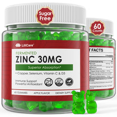 Zinc gummies with copper, selenium, vitamins C & D3 with elderberry – front view