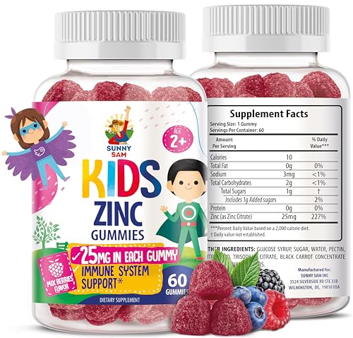 Front view of Zinc Gummies for Kids bottle with 60 gummies