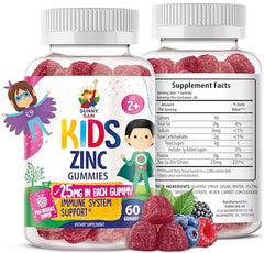 Front view of Zinc Gummies for Kids bottle with 60 gummies