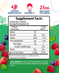 Berry-flavored zinc gummies for kids packaging