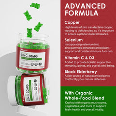 Sugar-free apple-flavor zinc gummies close-up