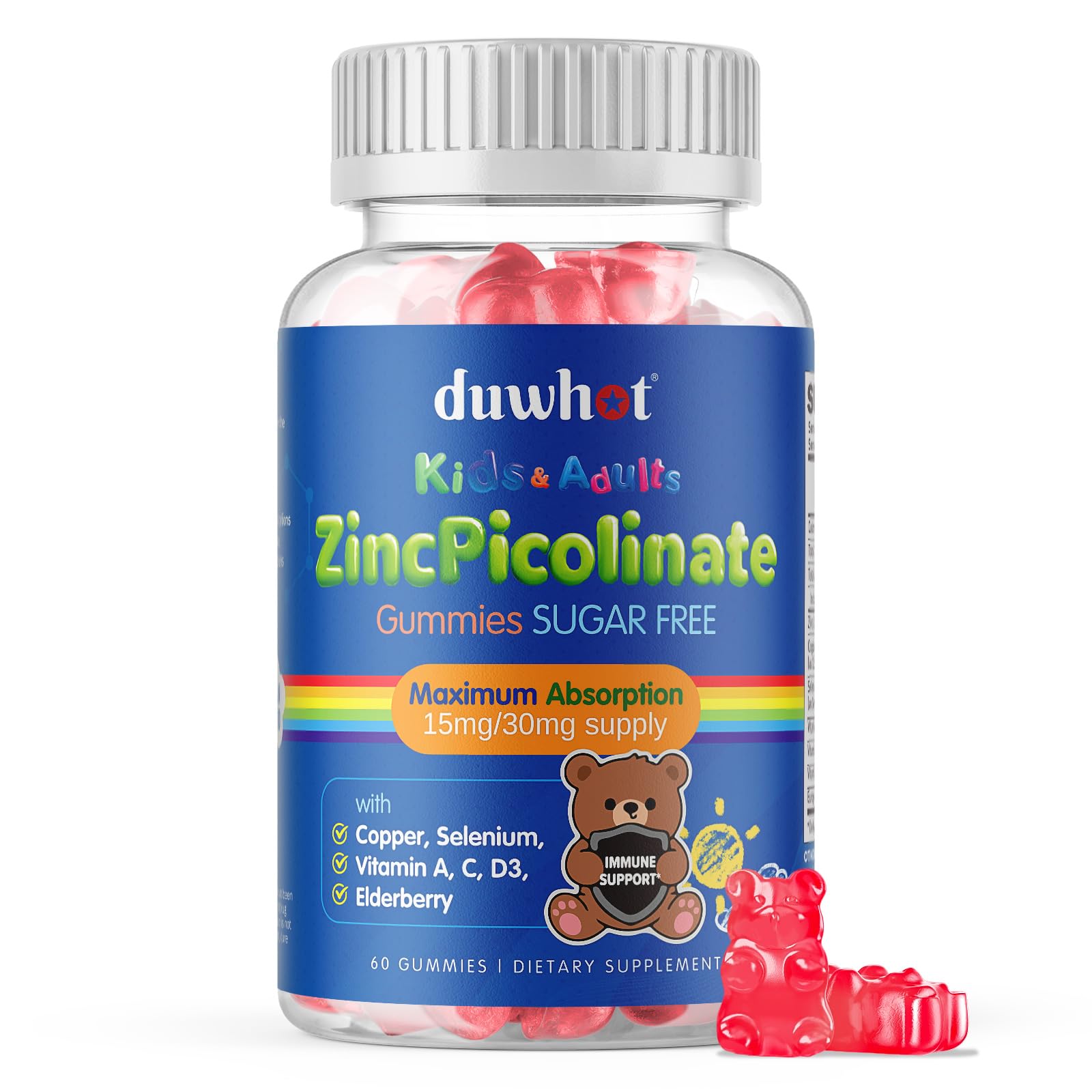 Bottle of Zinc for Kids Gummies with 60 gummies and copper & selenium