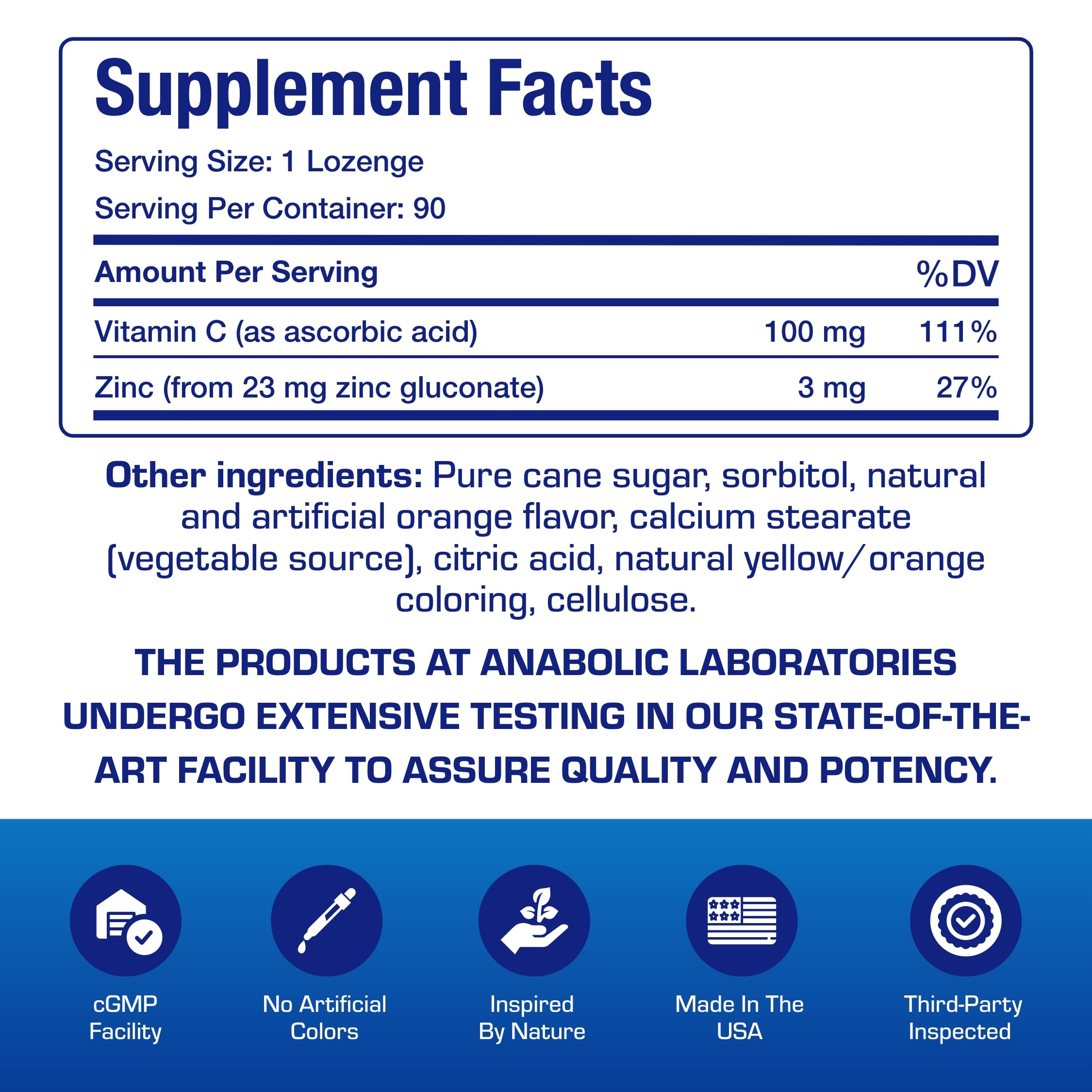 90-count zinc lozenges with vitamin C for daily use