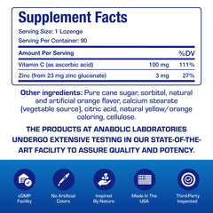 90-count zinc lozenges with vitamin C for daily use
