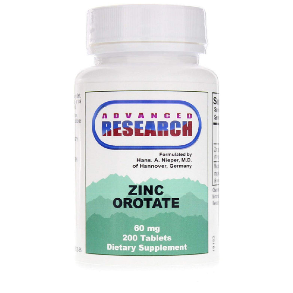 Zinc Orotate 60 mg bottle 200 tabs Pack of 2 – front view