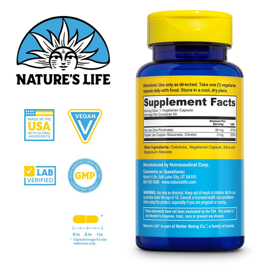 Chelated zinc picolinate 30mg with 2mg copper for immune support