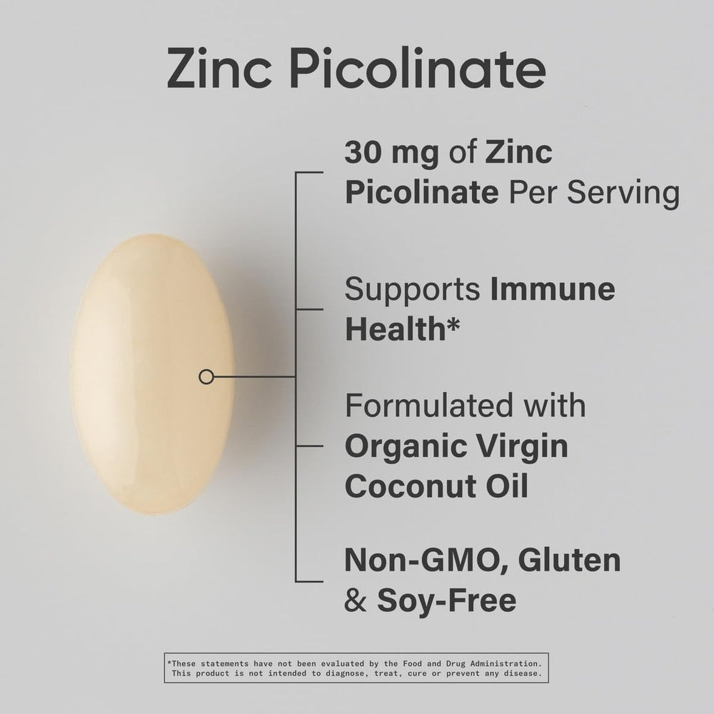Zinc Picolinate 30mg softgels in bottle